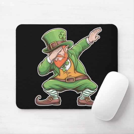 St Patricks Day Dab Dabbing Leprechaun in het groe Muismat (Met muis)