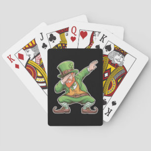 St Patricks Day Dab Dabbing Leprechaun in het groe Pokerkaarten