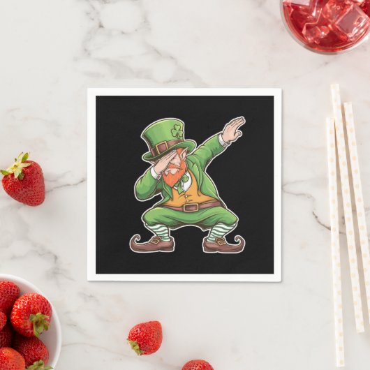 St Patricks Day Dab Dabbing Leprechaun in het groe Servet (Insitu)