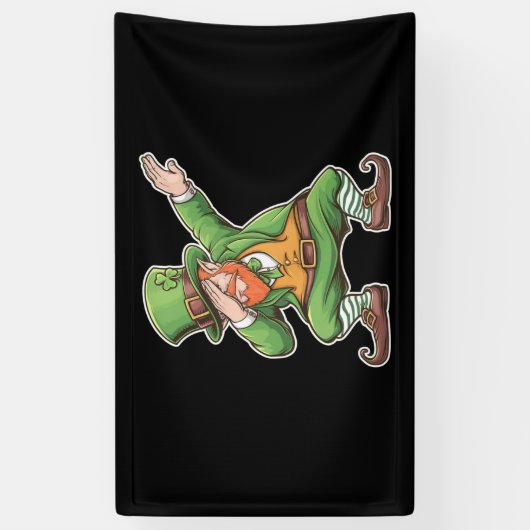 St Patricks Day Dab Dabbing Leprechaun in het groe Spandoek (Verticaal)