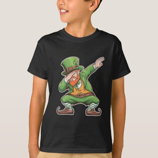 St Patricks Day Dab Dabbing Leprechaun in het groe T-shirt (Voorkant)