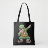 St Patricks Day Dab Dabbing Leprechaun in het groe Tote Bag (Voorkant)