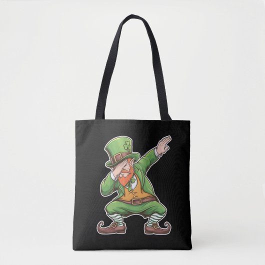 St Patricks Day Dab Dabbing Leprechaun in het groe Tote Bag (Voorkant)