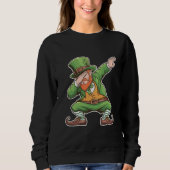 St Patricks Day Dab Dabbing Leprechaun in het groe Trui (Voorkant)