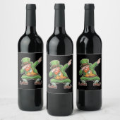 St Patricks Day Dab Dabbing Leprechaun in het groe Wijn Etiket (Flessen)