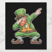 St Patricks Day Dab Dabbing Leprechaun in het groe Wijn Etiket (Enkel label)