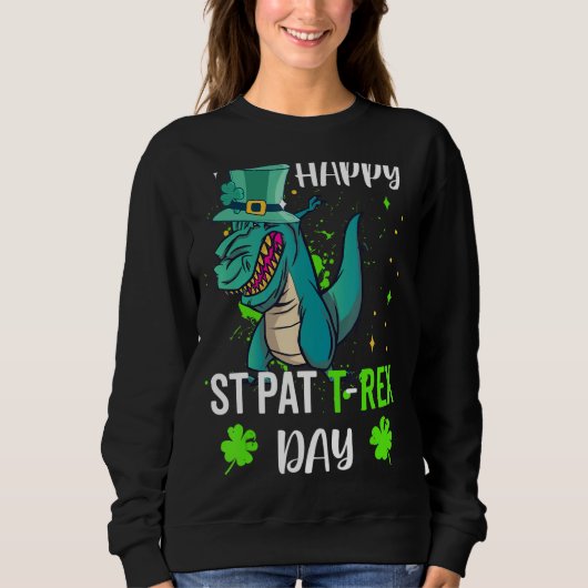 St Patrick's Day Dab Trex Geef Geluk Trui (Voorkant)