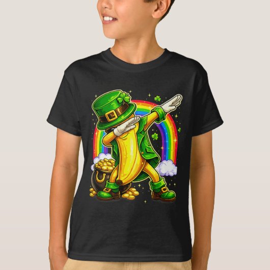 St. Patrick's Day dabbing banaan kabouter ontwerp T-shirt (Voorkant)