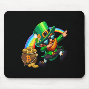 St Patricks Day Dabbing Bitcoin Rainbow Leprechaun Muismat