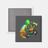 St Patricks Day Dabbing Bitcoin Regenboog Leprecha Magneet (Voorkant / Achterkant)