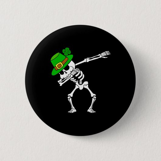 St. Patrick's Day Dabbing Dab Skeleton Irish Fun Ronde Button 5,7 Cm (Voorkant)
