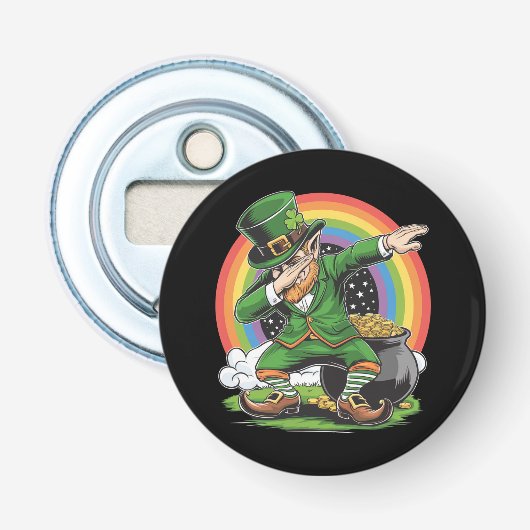 St Patricks Day Dabbing Kabouter Dab Dans Button Flesopener (Voorkant)