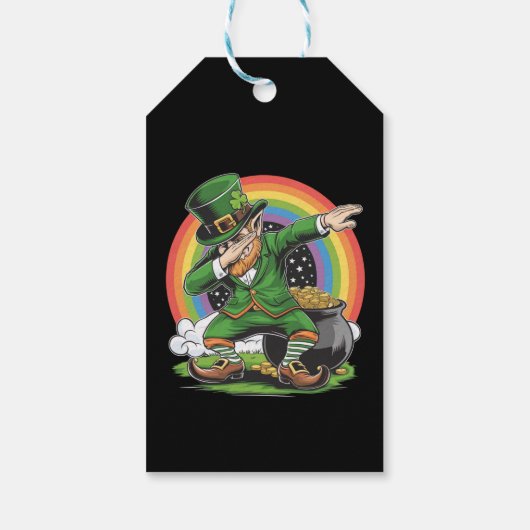 St Patricks Day Dabbing Kabouter Dab Dans Cadeaulabel (Achterkant)
