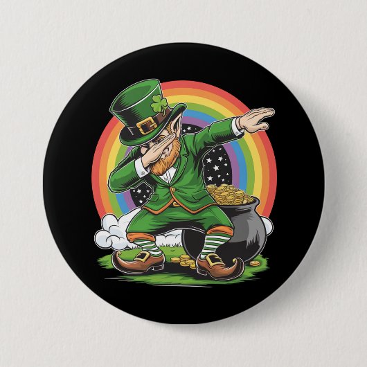 St Patricks Day Dabbing Kabouter Dab Dans  Ronde Button 7,6 Cm (Voorkant)