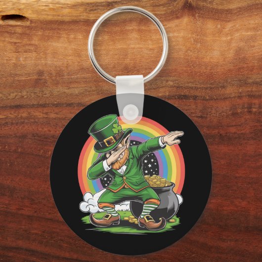 St Patricks Day Dabbing Kabouter Dab Dans  Sleutelhanger (Voorkant)