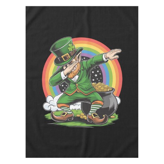 St Patricks Day Dabbing Kabouter Dab Dans Tafelkleed (Voorkant)