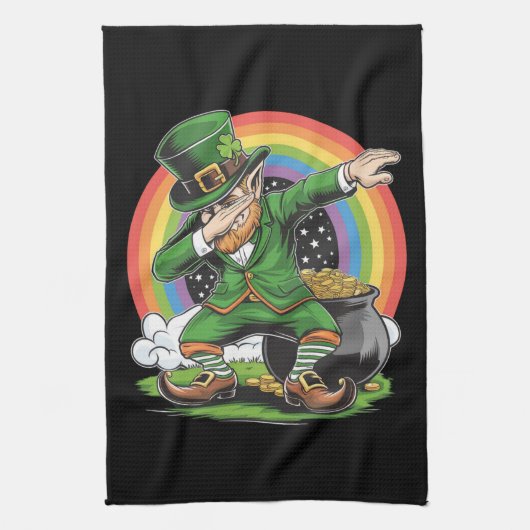 St Patricks Day Dabbing Kabouter Dab Dans  Theedoek (Verticaal)
