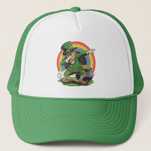 St Patricks Day Dabbing Kabouter Dab Dans  Trucker Pet (Voorkant)