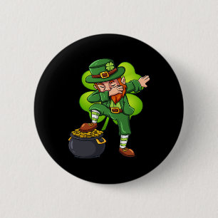 St. Patricks Day Dabbing Kabouter Ierse Jongens Me Ronde Button 5,7 Cm