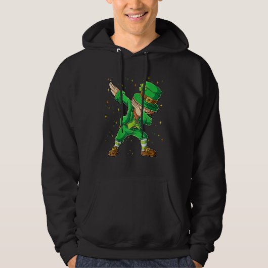 St Patricks Day Dabbing Leprechaun Boys Kids Men D Hoodie (Voorkant)