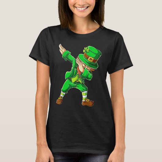 St Patricks Day Dabbing Leprechaun Boys Men Dab Da T-shirt (Voorkant)