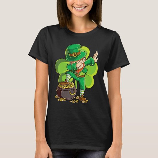 St Patricks Day Dabbing Leprechaun Boys Men Funny  T-shirt (Voorkant)
