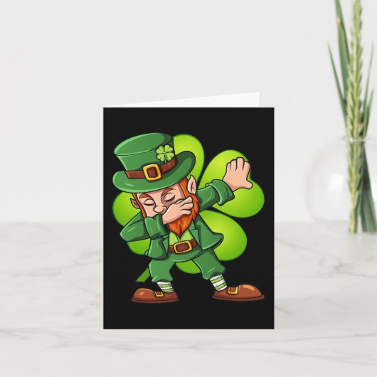 St Patricks Day Dabbing Leprechaun Clover Boys Gir Kaart (Voorkant)
