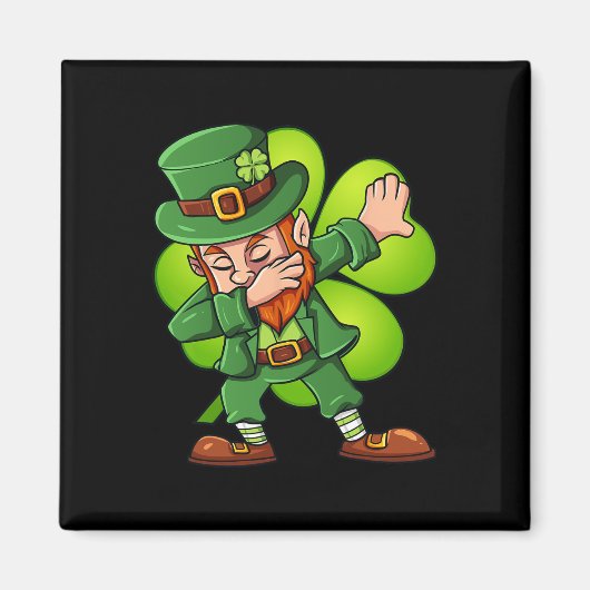 St Patricks Day Dabbing Leprechaun Clover Boys Gir Magneet (Voorkant)