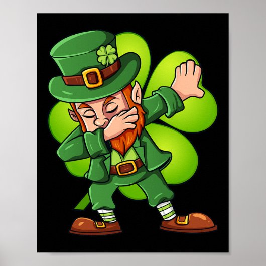 St Patricks Day Dabbing Leprechaun Clover Boys Gir Poster (Voorkant)