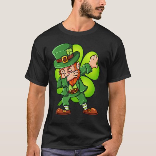 St Patricks Day Dabbing Leprechaun Clover Boys Gir T-shirt (Voorkant)