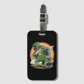 St Patricks Day Dabbing Leprechaun Dab Dance Bagagelabel (Voorkant (verticaal))
