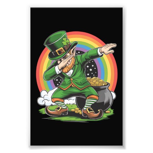 St Patricks Day Dabbing Leprechaun Dab Dance Foto Afdruk (Voorkant)