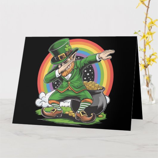 St Patricks Day Dabbing Leprechaun Dab Dance Kaart (Gele Bloem)