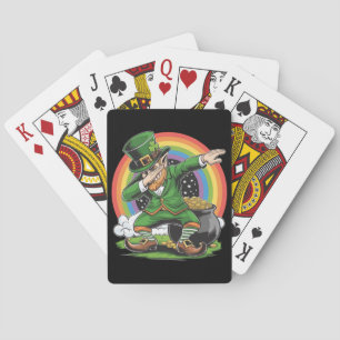 St Patricks Day Dabbing Leprechaun Dab Dance Pokerkaarten