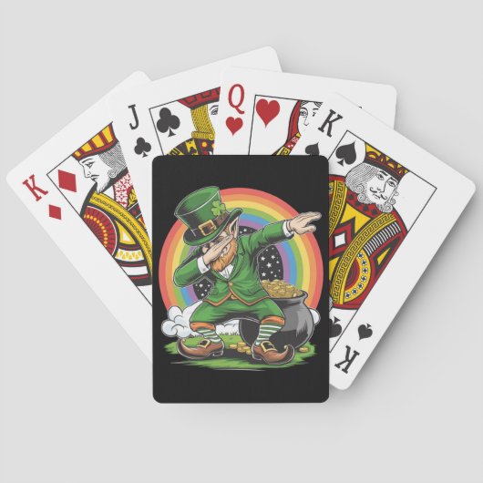 St Patricks Day Dabbing Leprechaun Dab Dance Pokerkaarten (Achterkant)