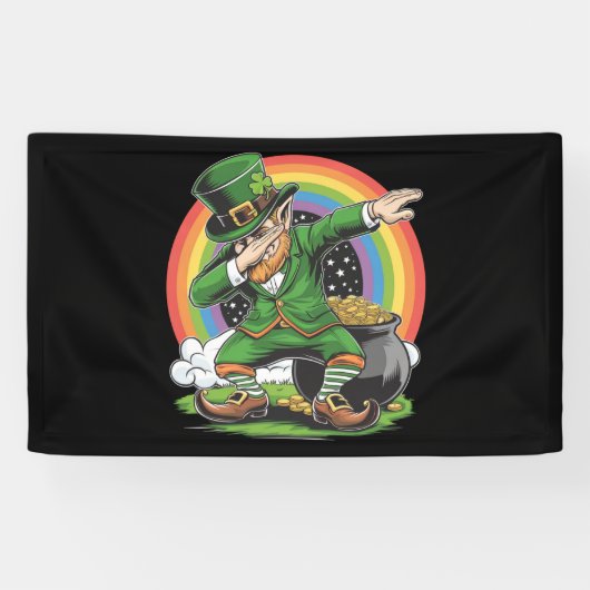 St Patricks Day Dabbing Leprechaun Dab Dance Spandoek (Horizontaal)