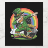 St Patricks Day Dabbing Leprechaun Dab Dance Wijn Etiket (Enkel label)