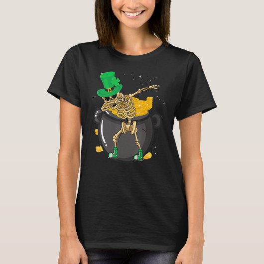 St Patricks Day Dabbing Leprechaun Day Skull Kids  T-shirt (Voorkant)