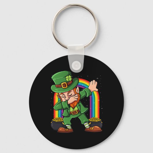 St Patricks Day Dabbing Leprechaun Irish Boys Girl Sleutelhanger (Voorkant)
