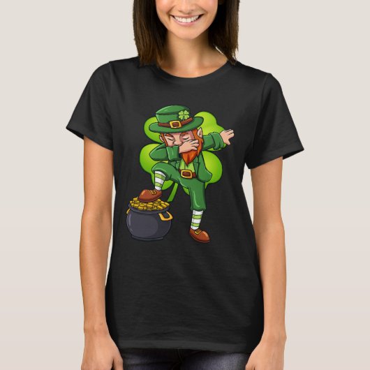 St Patricks Day Dabbing Leprechaun Irish Boys Girl T-shirt (Voorkant)