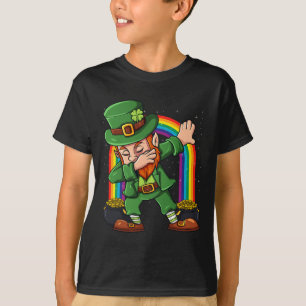 St Patricks Day Dabbing Leprechaun Irish Boys Girl T-shirt