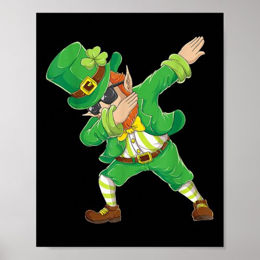 St Patricks Day Dabbing Leprechaun Shirt Kinder jo Poster (Voorkant)