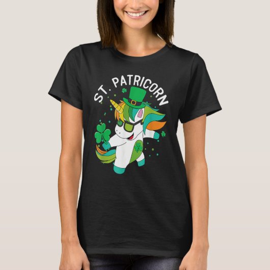St Patricks Day Dabbing Unicorn Leprechaun Leprico T-shirt (Voorkant)