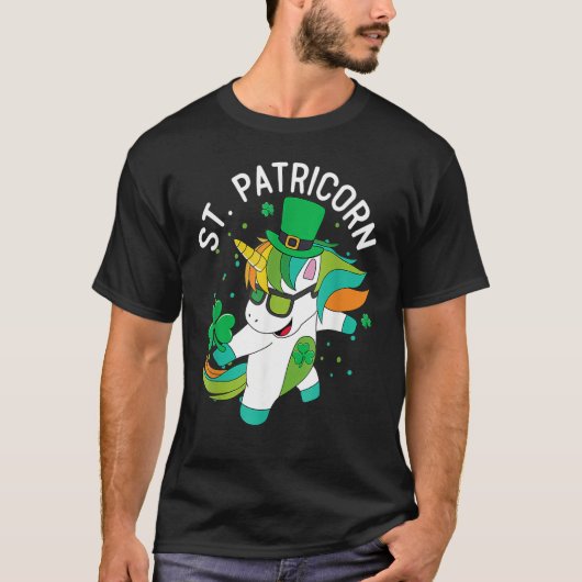 St Patricks Day Dabbing Unicorn Leprechaun Leprico T-shirt (Voorkant)