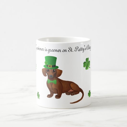 St. Patrick's Day Dachshund Coffee Mok (Center)