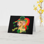 St. Patrick's Day Dachshund Kaart (Gele Bloem)