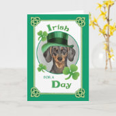 St. Patrick's Day Dachshund Kaart (Gele Bloem)