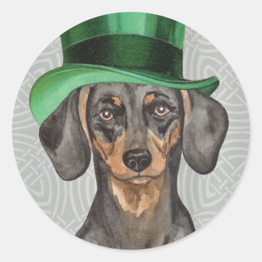 St. Patrick's Day Dachshund Ronde Sticker (Voorkant)