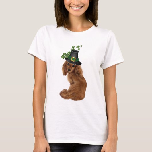 St. Patrick's Day Dachshund T-shirt voor dames (Voorkant)