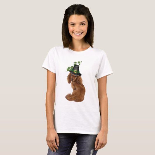 St. Patrick's Day Dachshund T-shirt voor dames (Voorkant volledig)